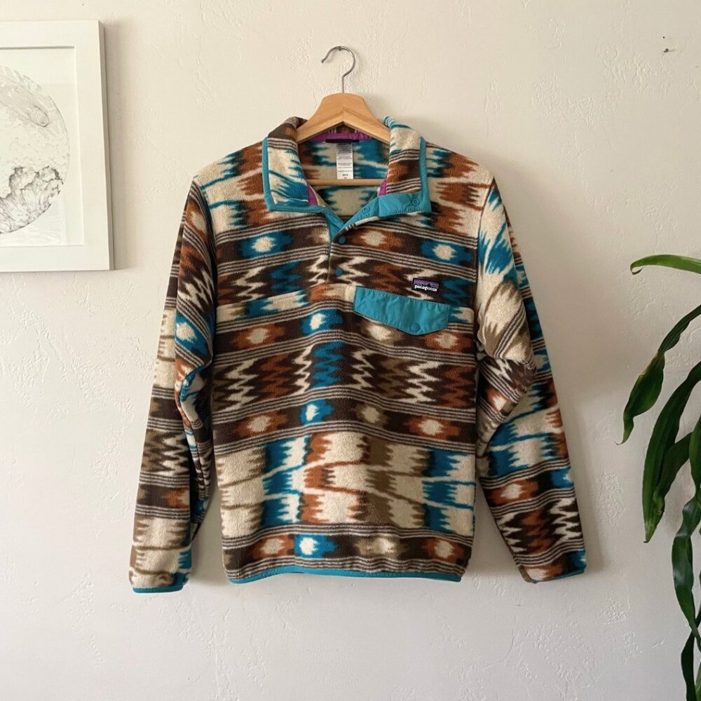 PATAGONIA Lightweight Synchilla Snap-T Fleece Pullover Aztec Print | Size S